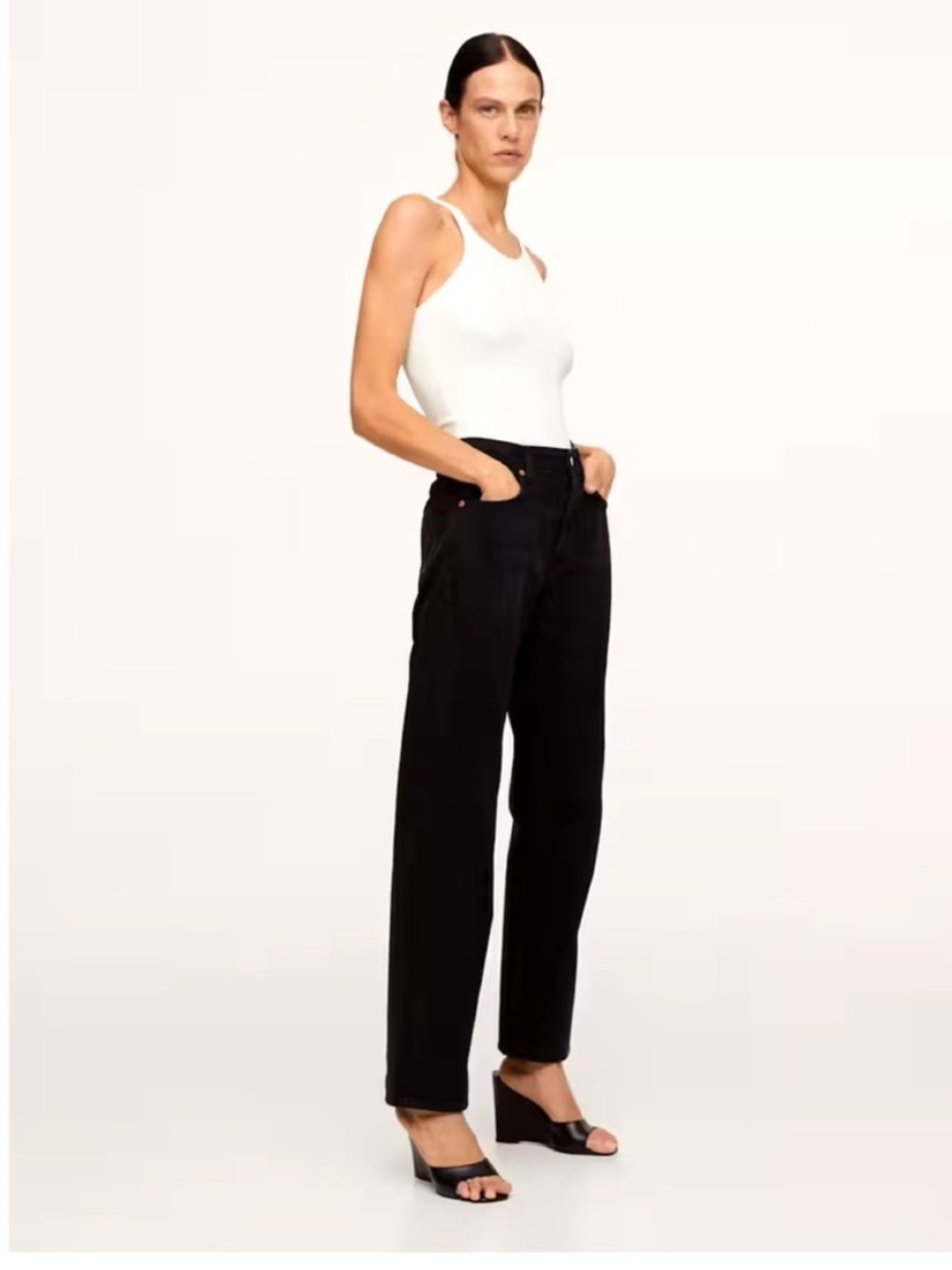 Pernille x Mango Straight Leg Black Jeans | Size 2